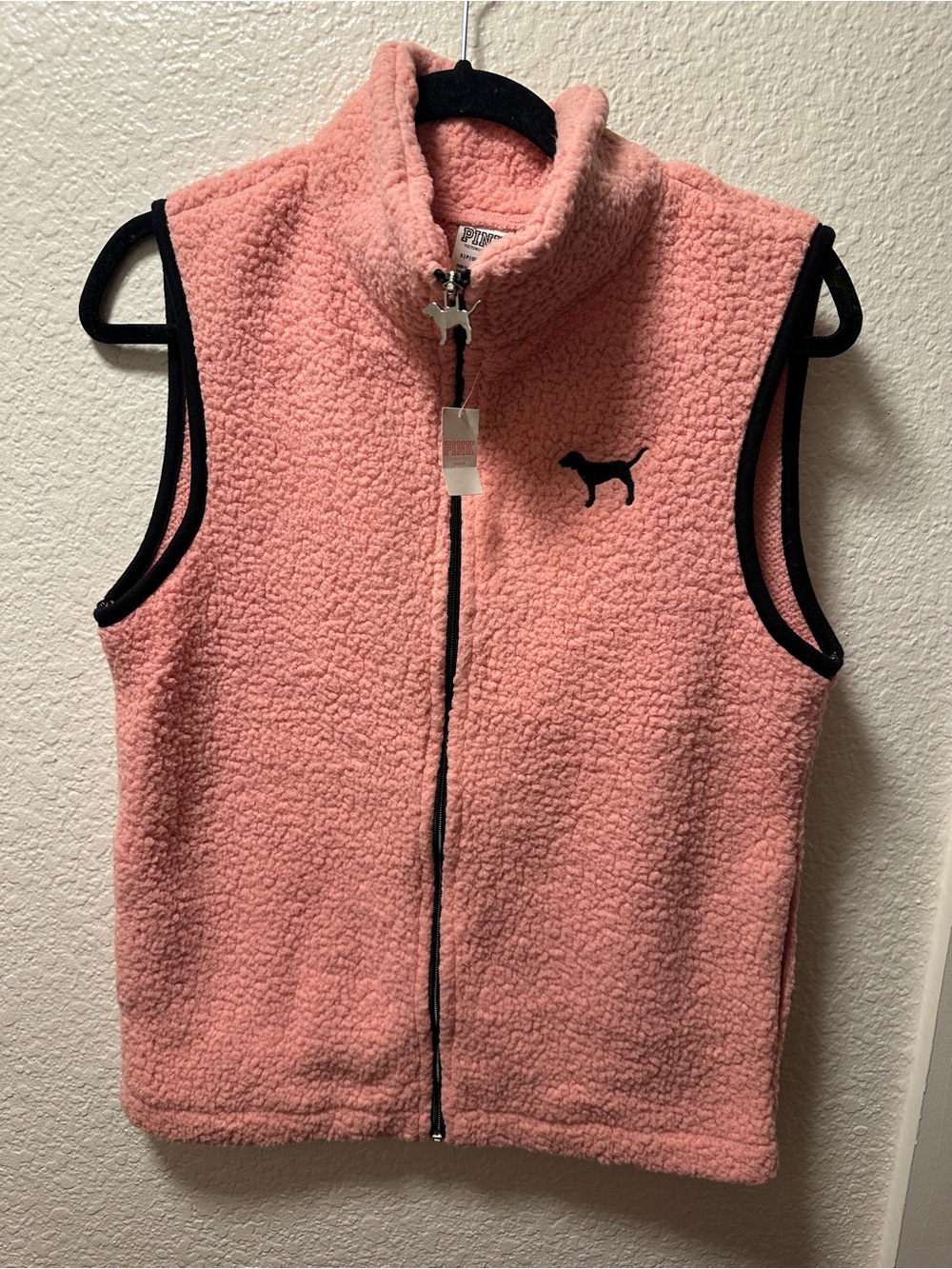 NWT Victoria's Secret PINK Hot Pink Full Zip Sherpa Vest